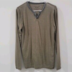 Lucky Brand Mens Venice Burnout Shirt Size Small Punk Skater Long Sleeve V neck